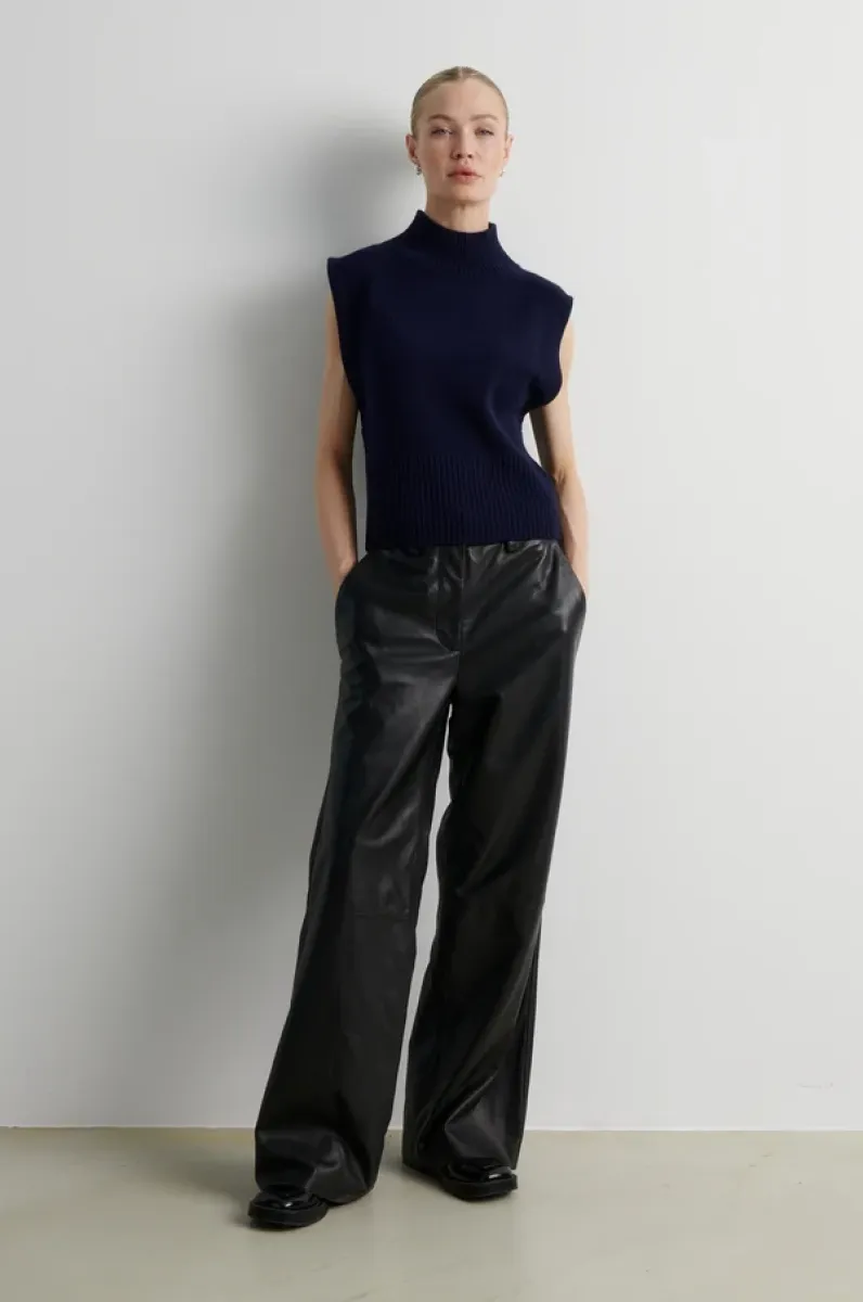 Second Female-61372-Longo Knit T-neck Vest-5994 Night Sky-NAVY
