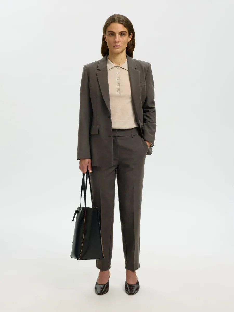 Selected Femme-SLWRITA LS CLASSIC BLAZER MEL NOOS-16094203-Delicioso-BRUIN