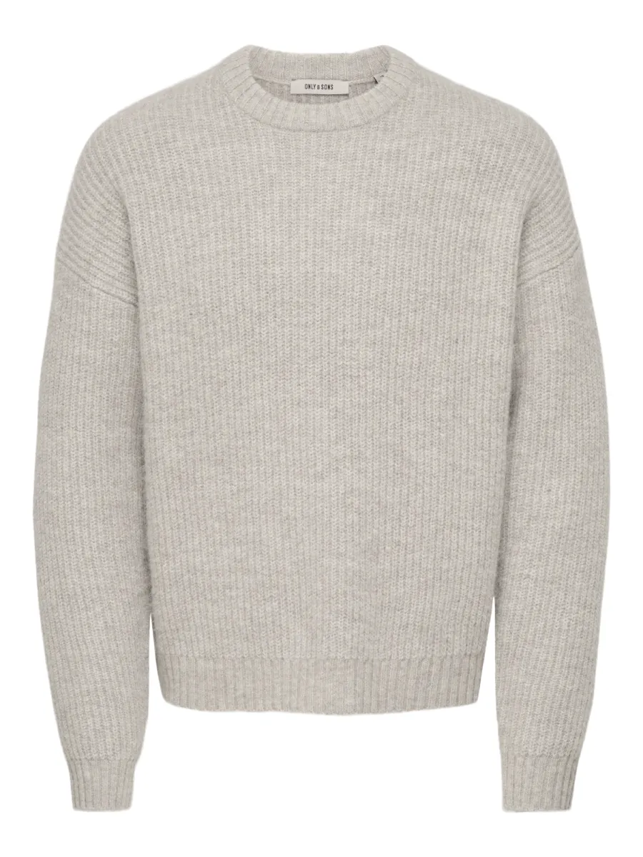 SONS-ONSBOB DS LS CREW KNIT FRML-22039713-Silver lining-ZILVER GRIJS
