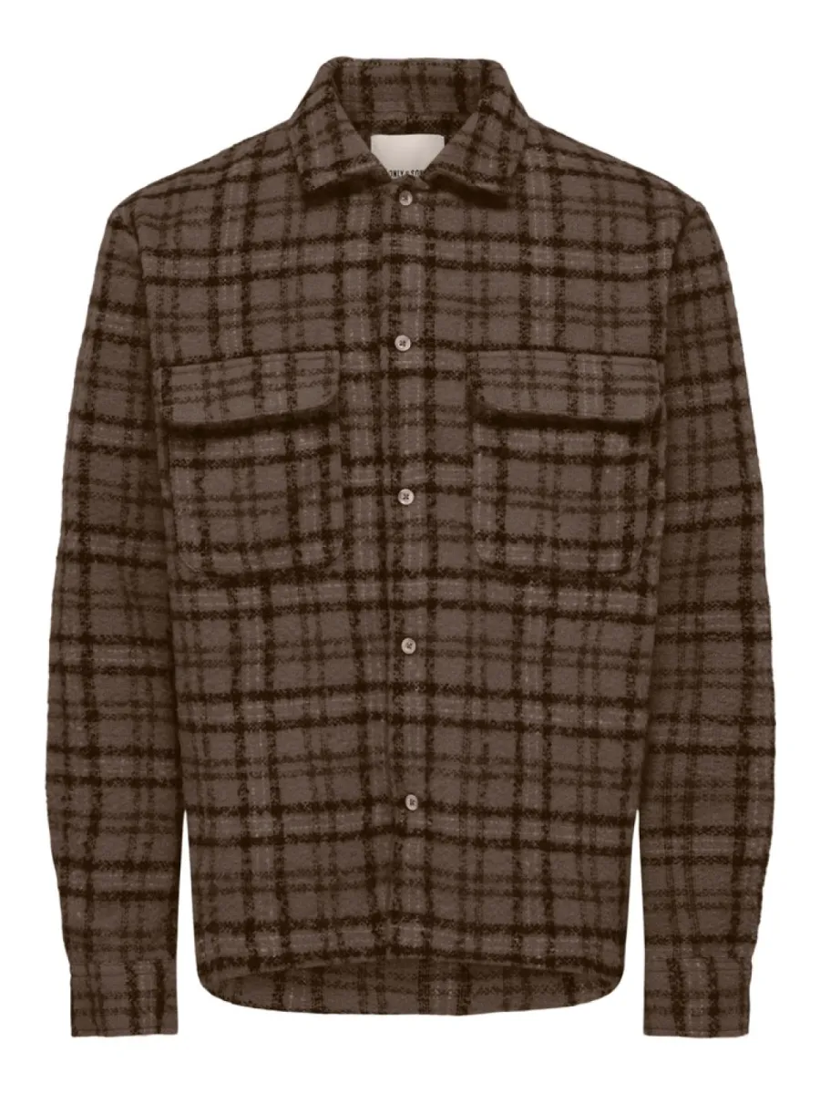 SONS-ONSLUIGI LS BOUCLE REG OVERSHIRT-22039262-Coffee bean-CAFE