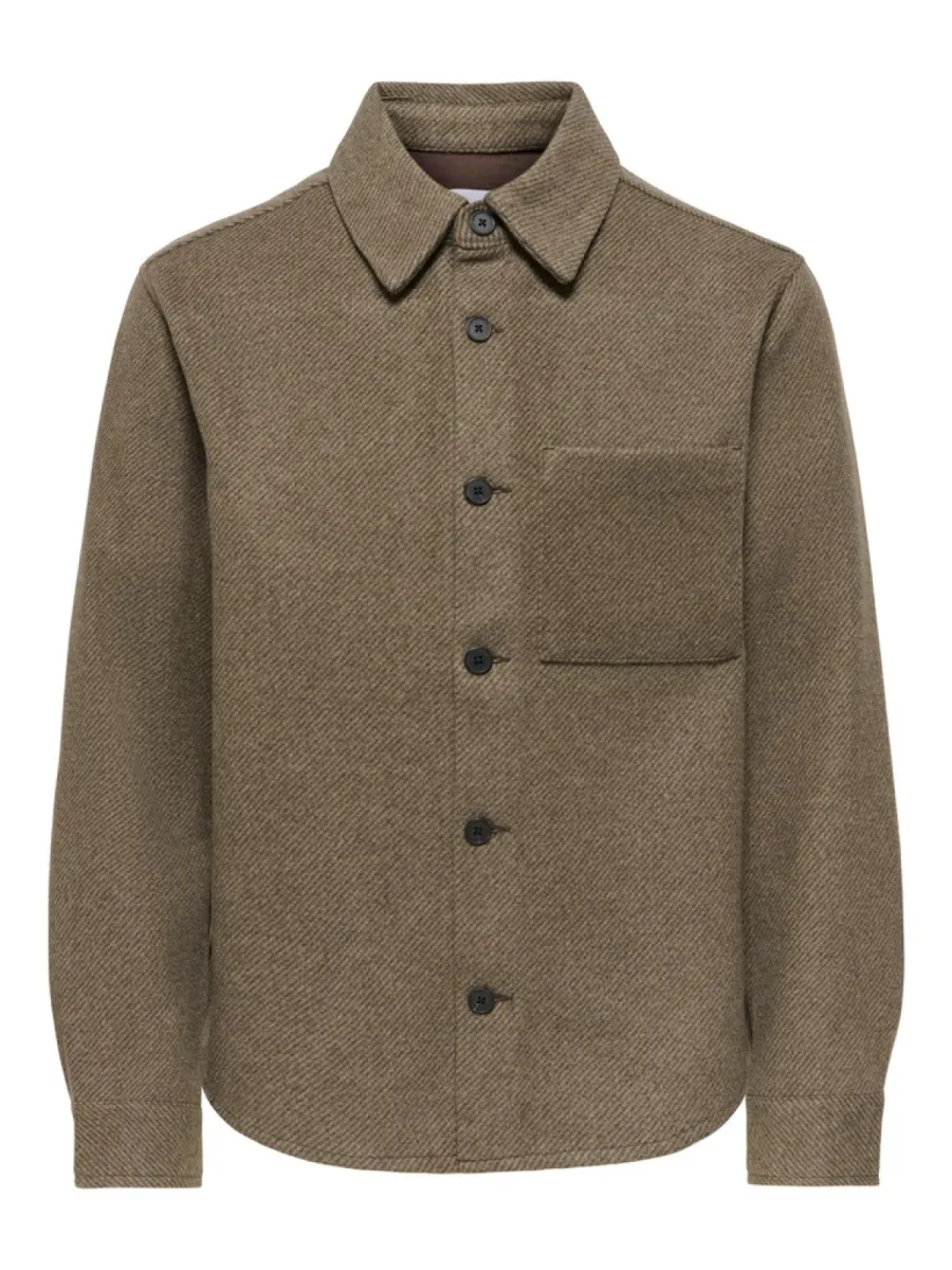 SONS-ONSMICAH TWILL OVERSHIRT FRML-22035478-Chocolate brown-CHOCOLADE