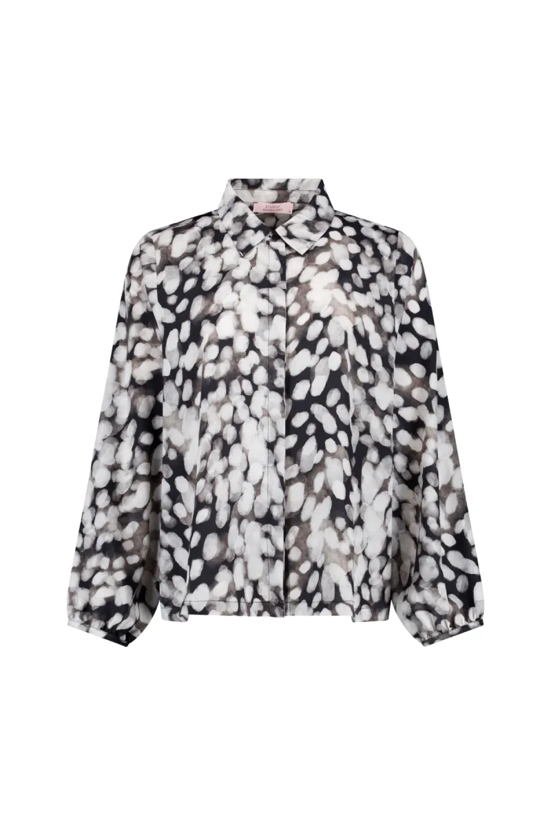 STUDIO ANNELOES-Diny blouse-14333-9011 Black/off white-ZWART