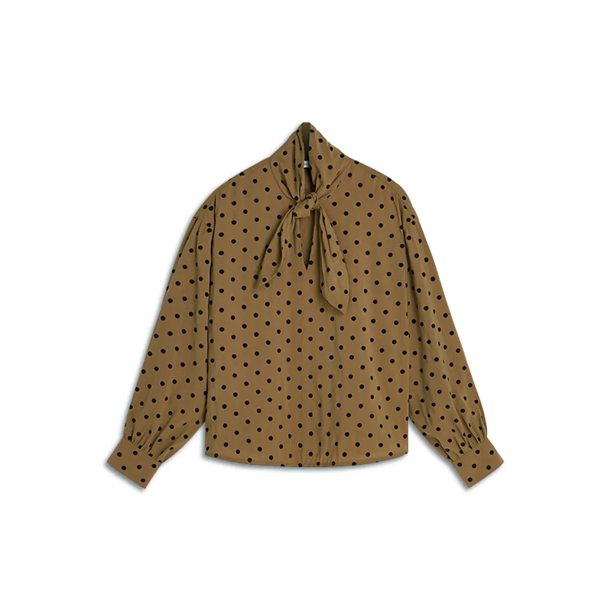 Summum-Top bow tie dot flock print-2s3609-12545-756 Sepia brown-BRUIN