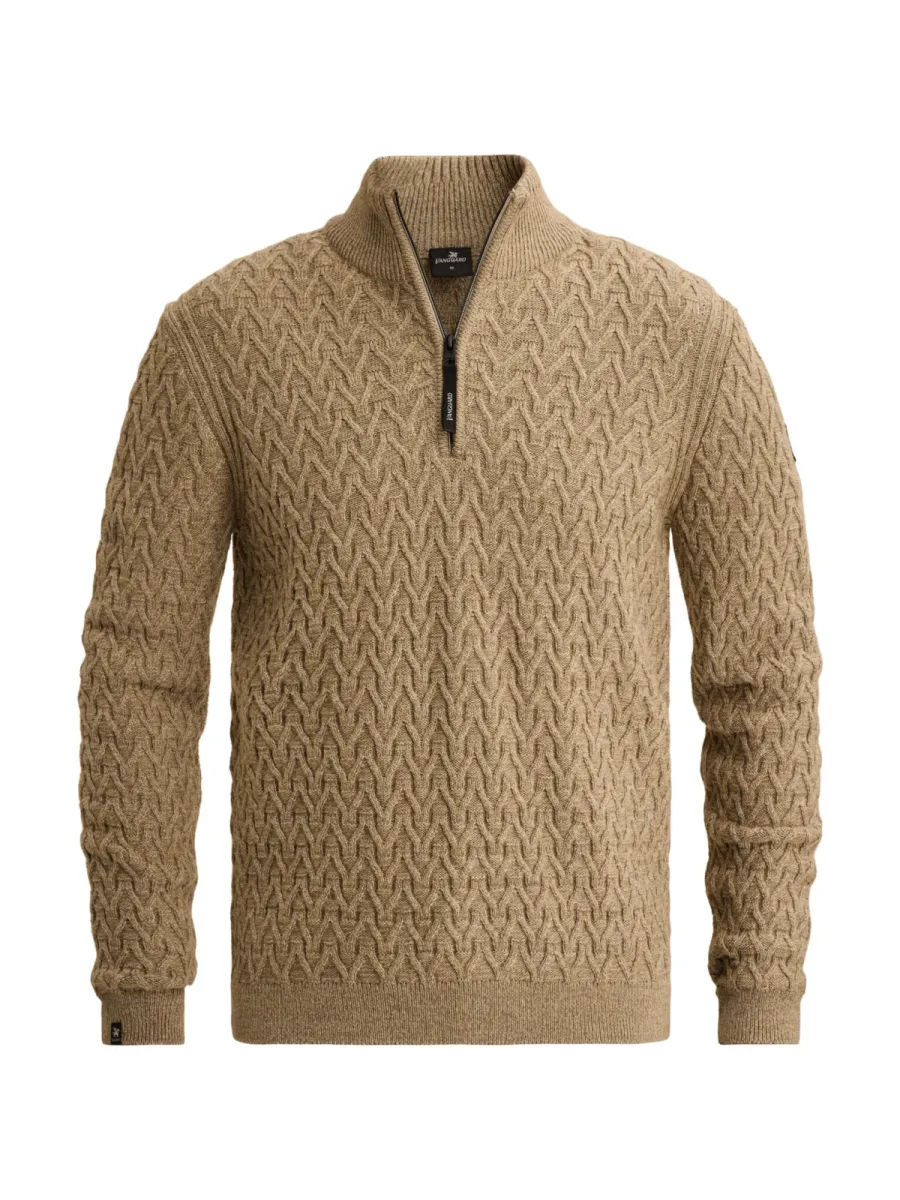 Vanguard-Half zip collar wool blend-VKW2609336-7147 Greige-GRIJS