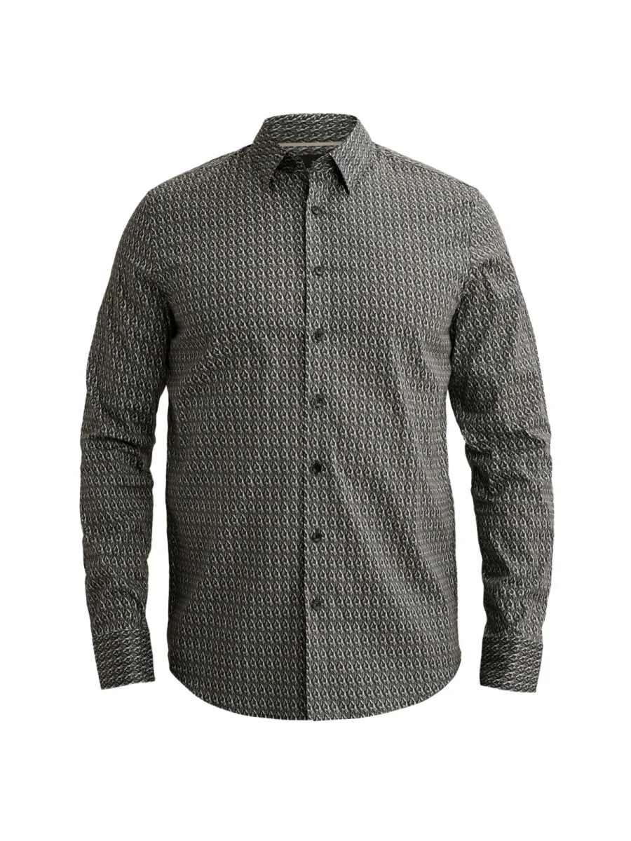 Vanguard-Long sleeve shirt Print on poplin-VSI2609224-6520 Dark sea-DONKER BLAUW