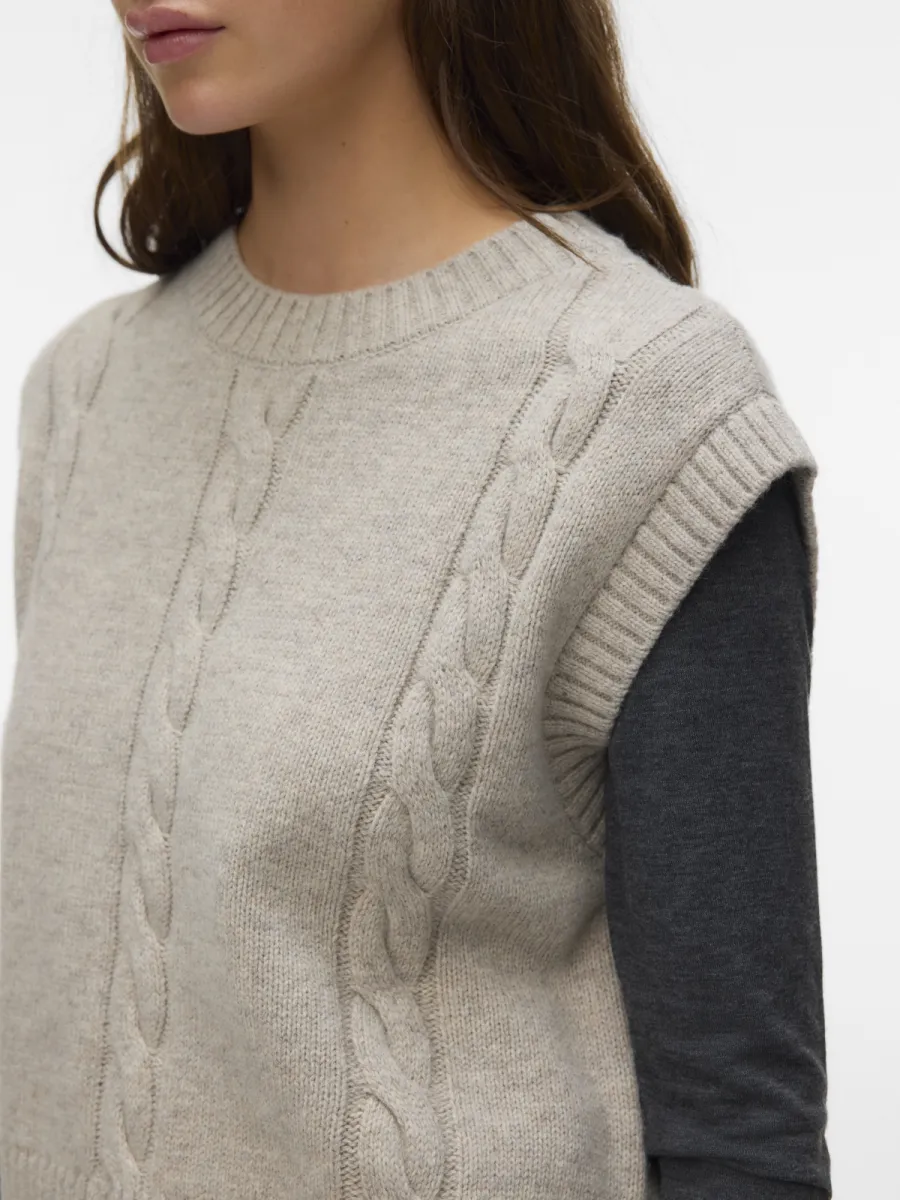 vero-moda-awcatalina-sl-o-neck-knit-vest-10347757-sand-zand-1 VERO MODA-AWCATALINA SL O-NECK KNIT VEST-10347757-Sand-ZAND