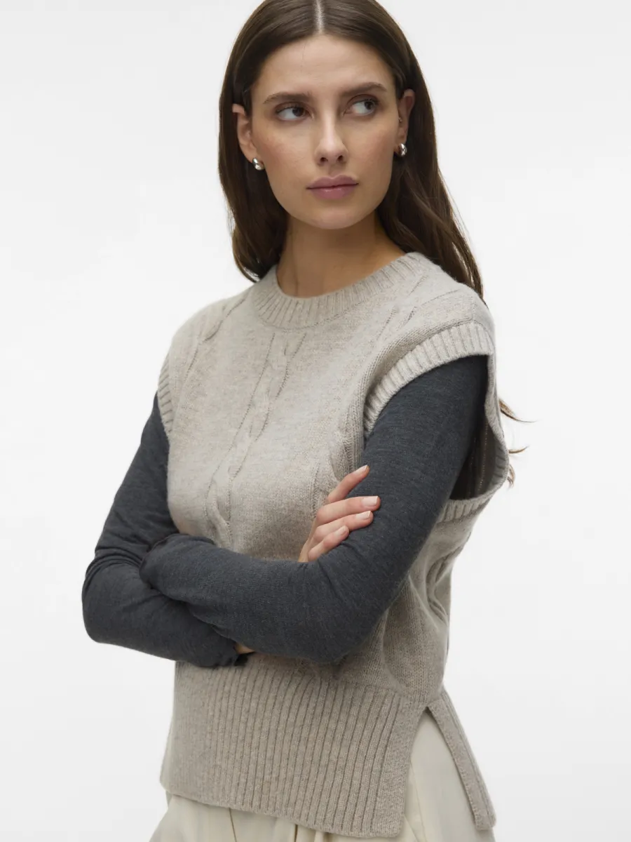 vero-moda-awcatalina-sl-o-neck-knit-vest-10347757-sand-zand-2 VERO MODA-AWCATALINA SL O-NECK KNIT VEST-10347757-Sand-ZAND