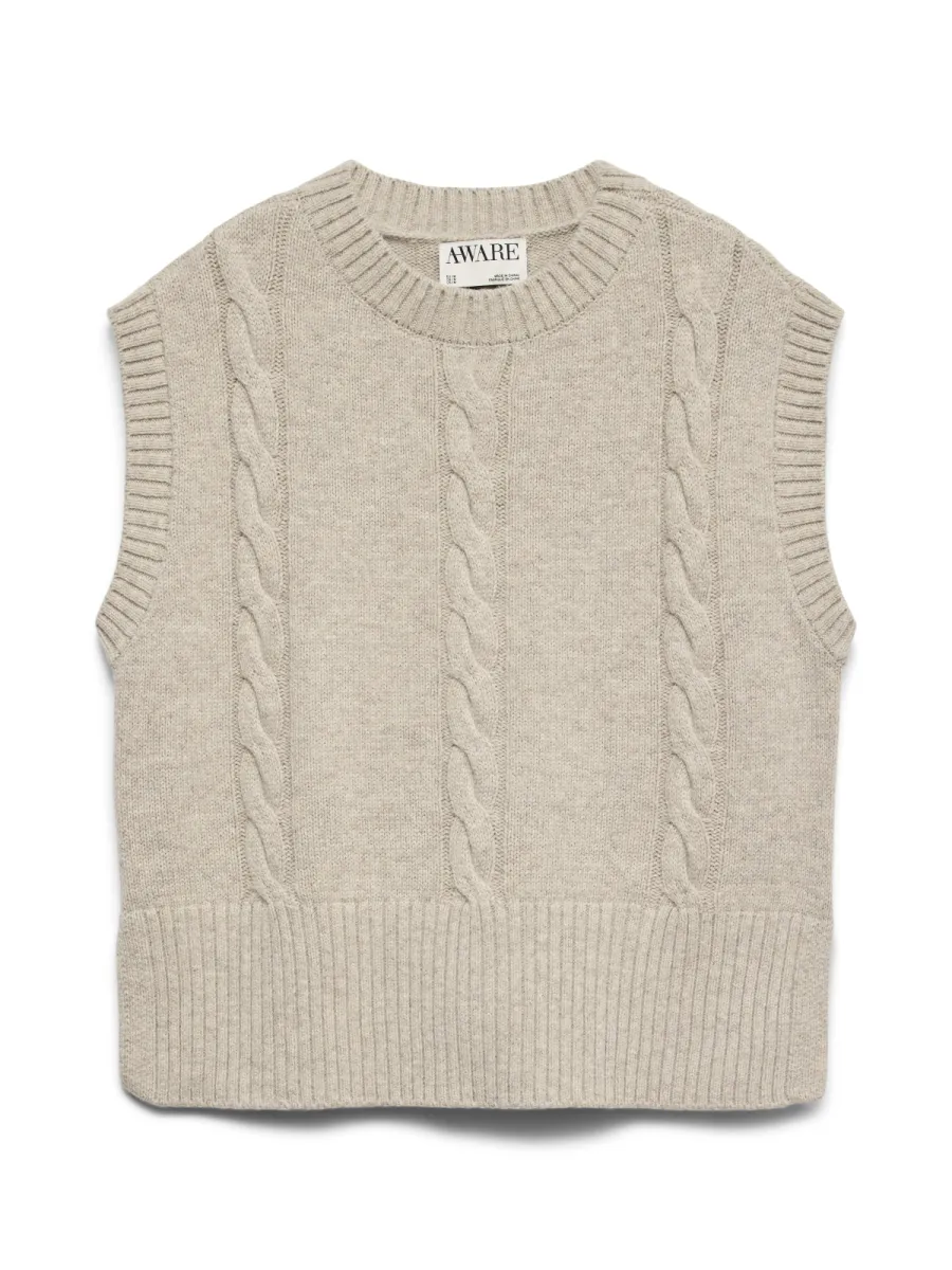 VERO MODA-AWCATALINA SL O-NECK KNIT VEST-10347757-Sand-ZAND