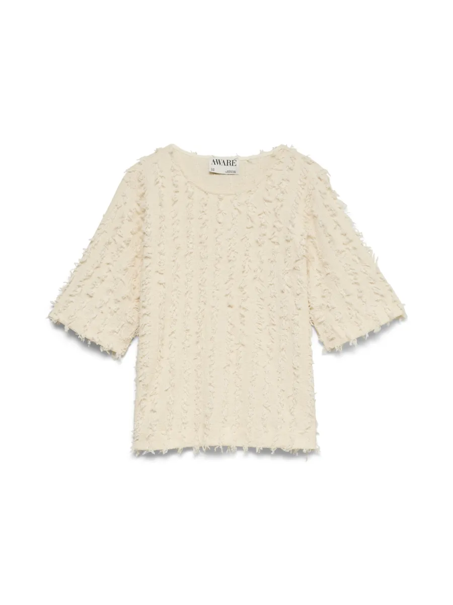 VERO MODA-AWDESTINY 2/4 O-NECK TOP-10349674-Whitecap Grey-CREME