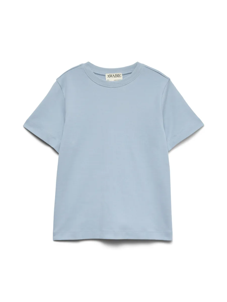 VERO MODA-AWNAIMA SS O-NECK T-SHIRT NOOS-10294544-Ashley Blue-BLUE