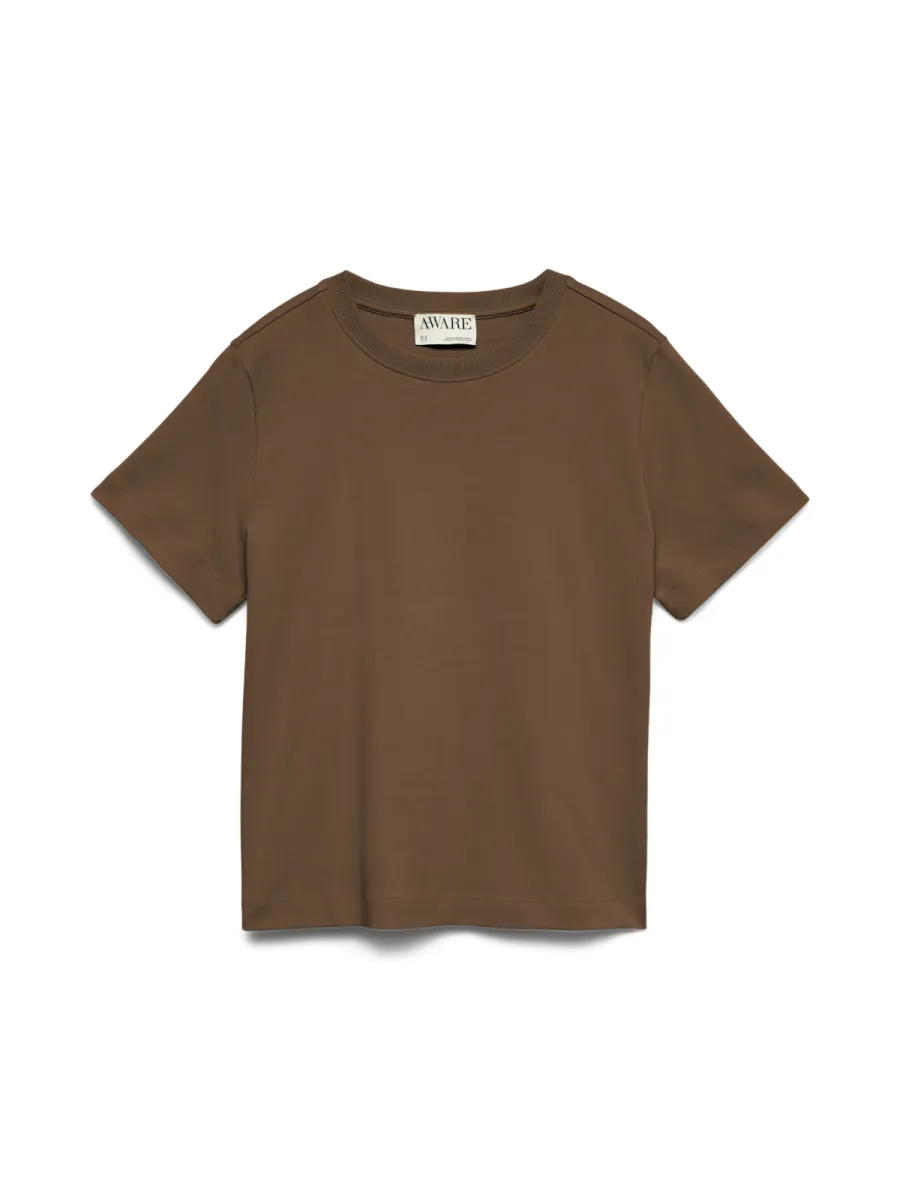 VERO MODA-AWNAIMA SS O-NECK T-SHIRT NOOS-10294544-Toffee-CAFE
