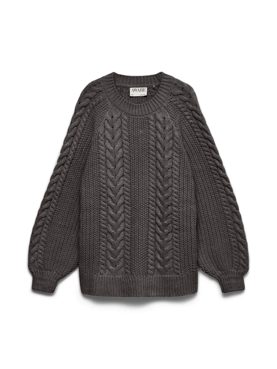 VERO MODA-AWTOA LS O-NECK KNIT NOOS-10334054-Chocolate Torte-CHOCOLADE