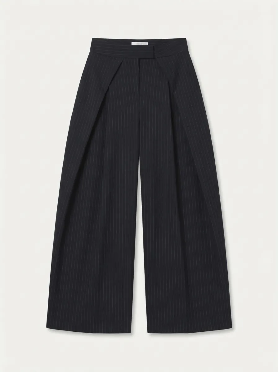 VERO MODA-VMALINA MW WIDE PLEATED PANT VIP-10358823-Navy Blazer-NAVY