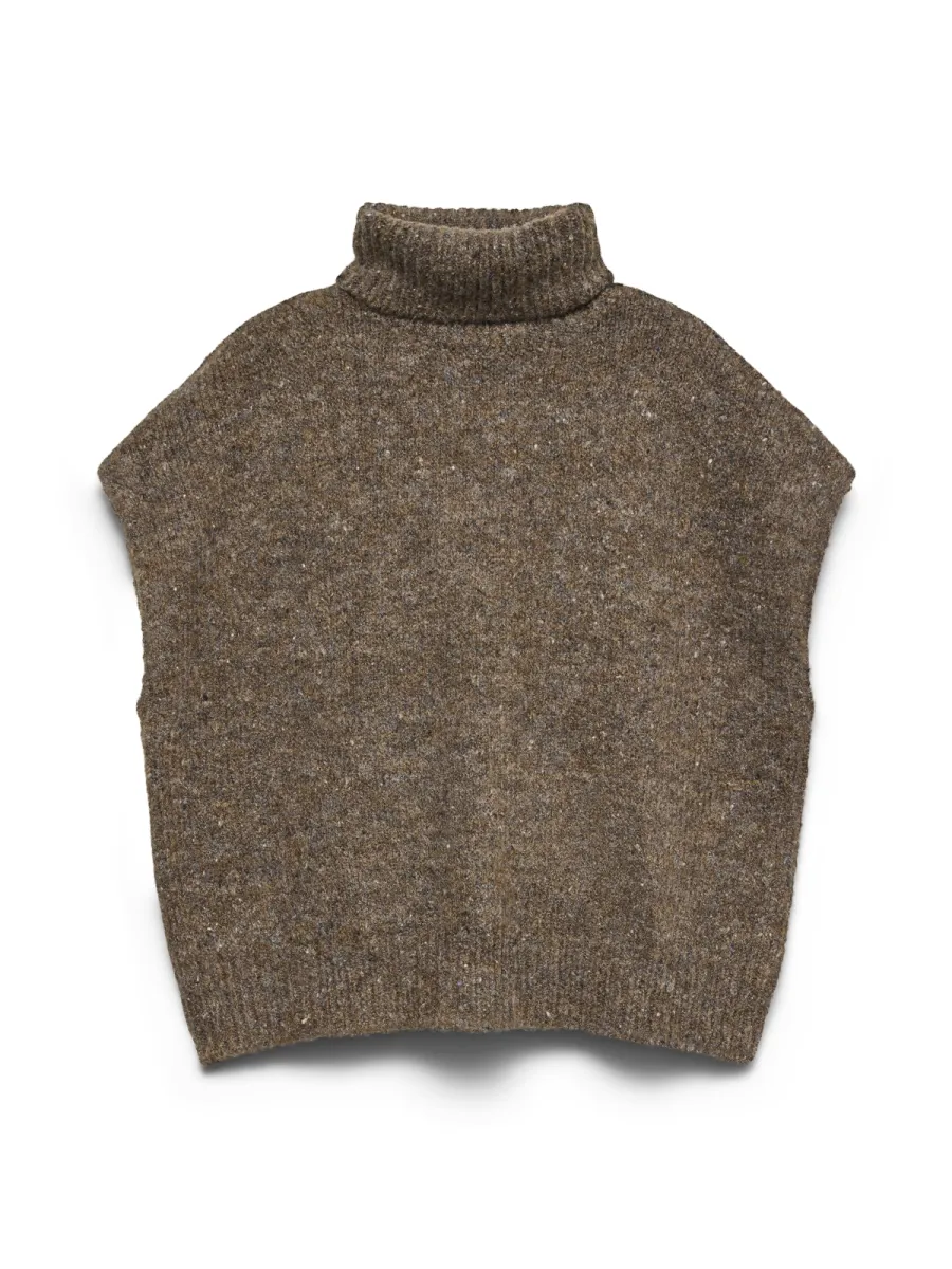 VERO MODA-VMINGRID SL ROLLNECK VEST BOO-10346872-Cocoa Brown-CHOCOLADE