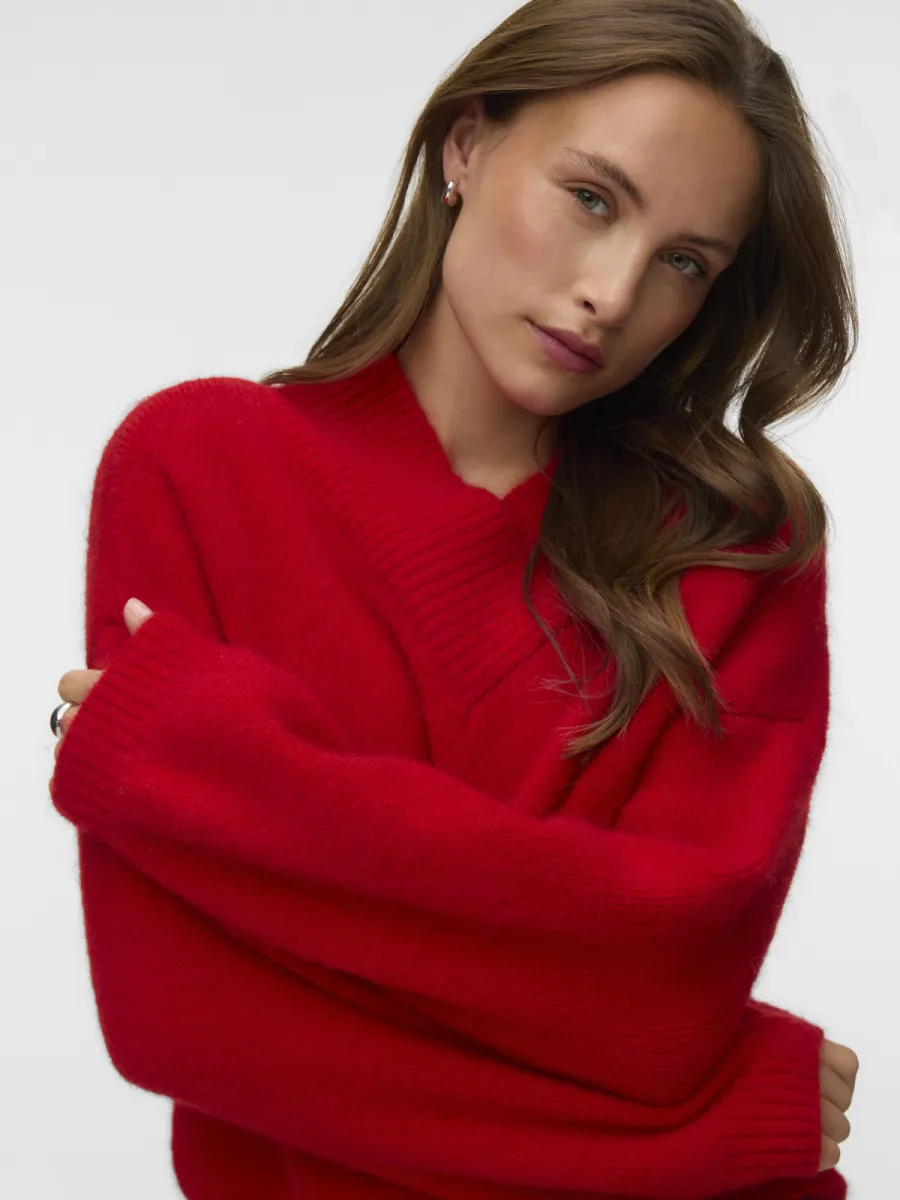 vero-moda-vmloon-ls-tight-v-neck-short-pullov-10355874-high-risk-red-rood-2 VERO MODA-VMLOON LS TIGHT V-NECK SHORT PULLOV-10355874-High Risk Red-ROOD