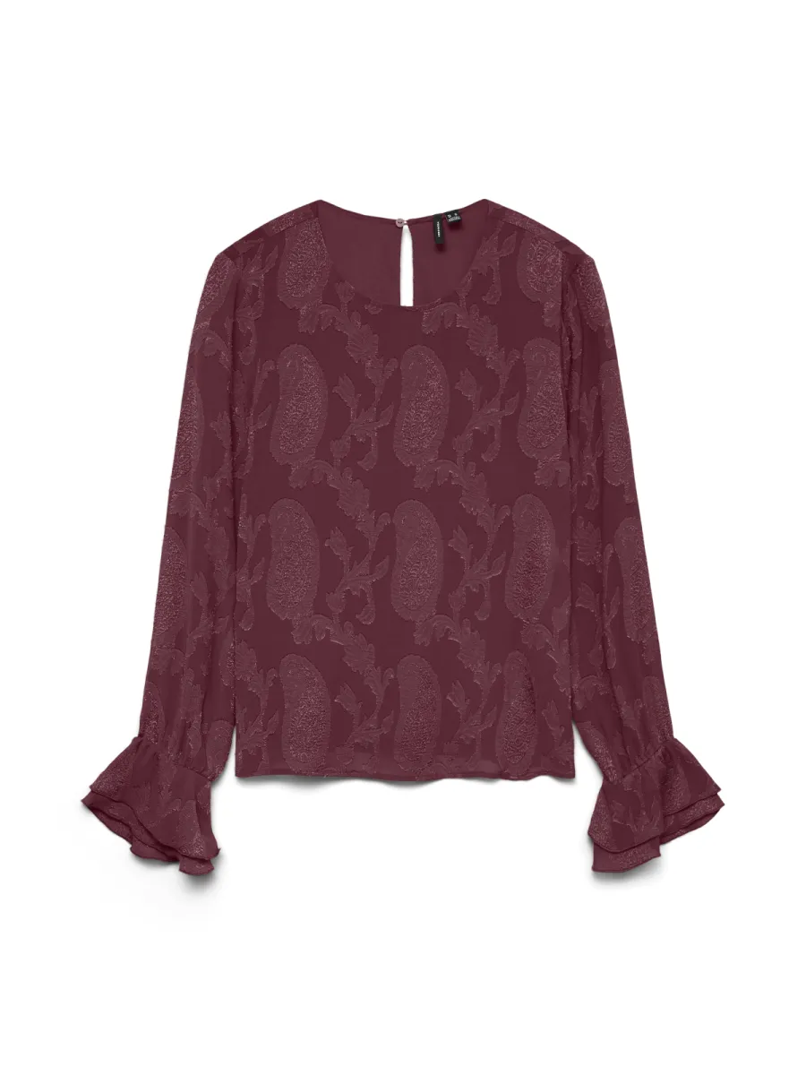 VERO MODA-VMMISHI LS TOP WVN-10335512-Windsor Wine-BORDEAUX