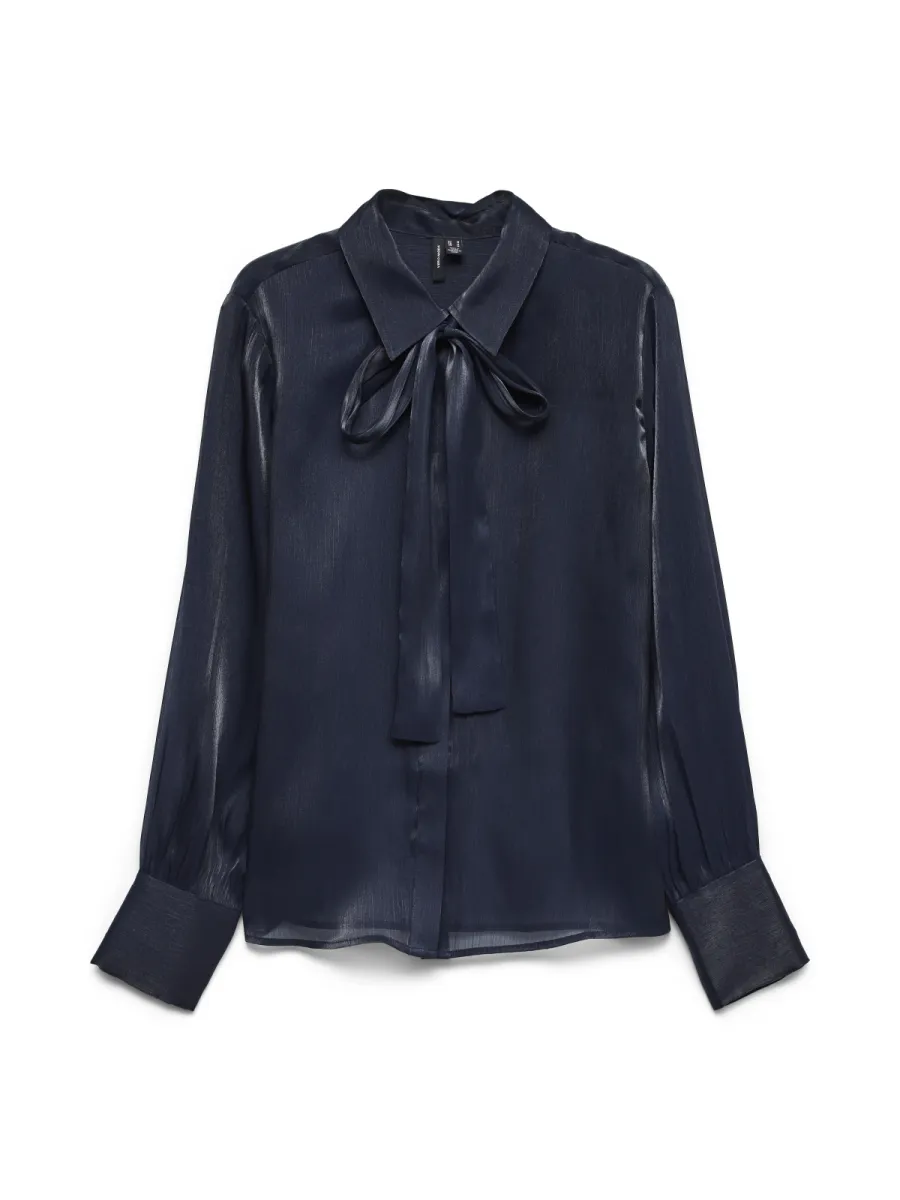 VERO MODA-VMNATHENA L/S SHIRT WVN BTQ-10353192-Navy Blazer-NAVY