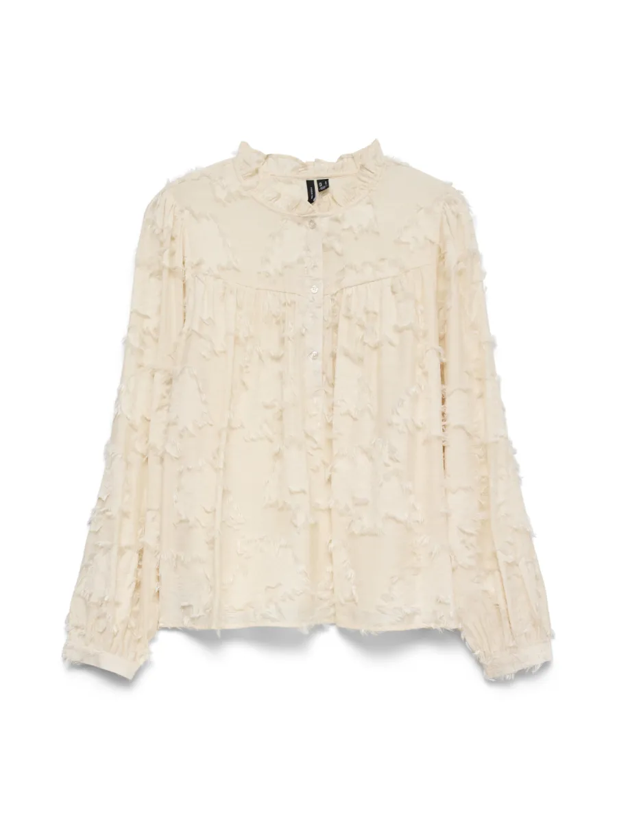 VERO MODA-VMNICHALA LS TOP WVN BTQ-10353468-Birch-CREME