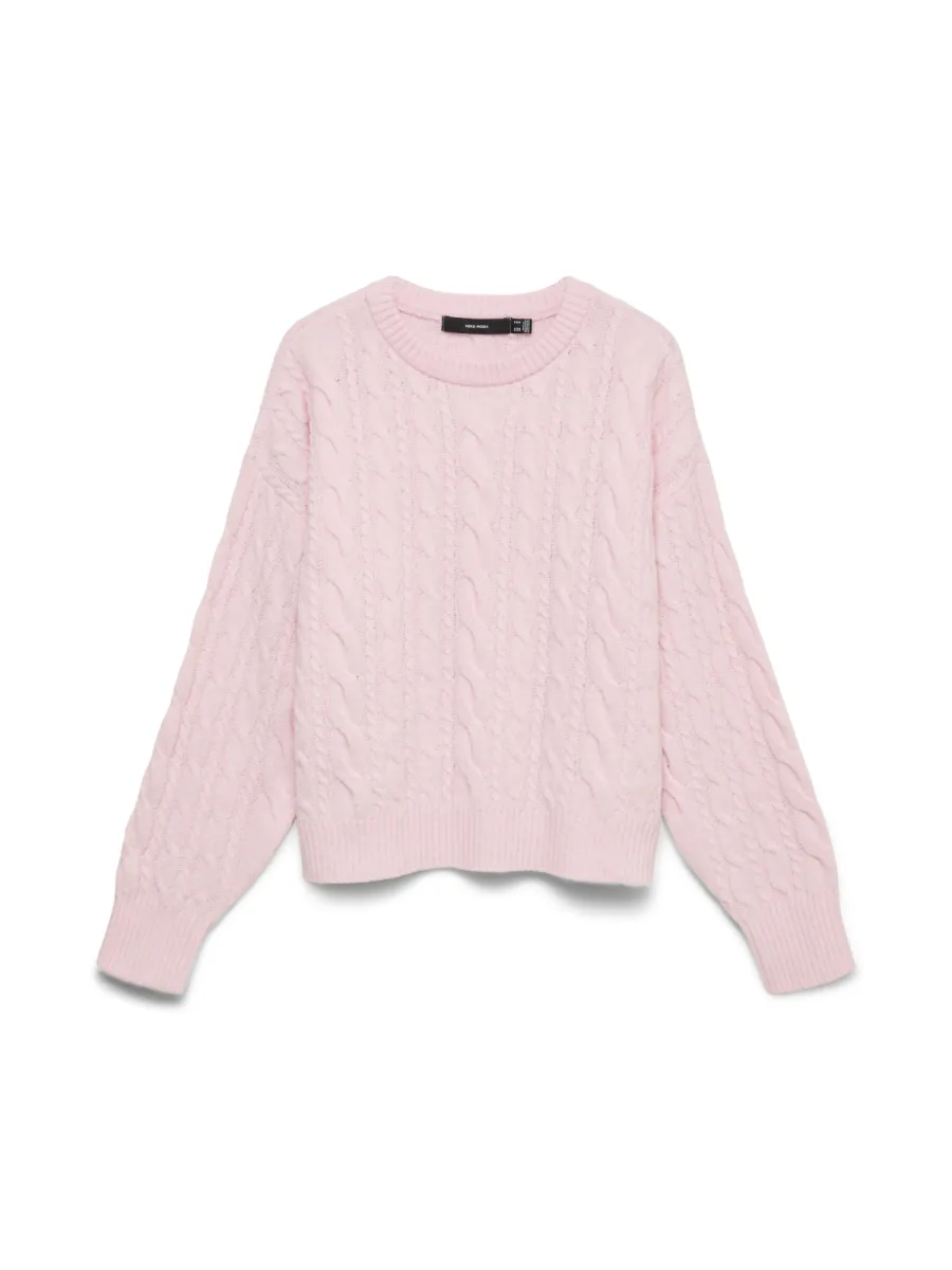 VERO MODA-VMSEQUOIA LS O-NECK PULLOVER BF-10348376-Parfait Pink-PINK