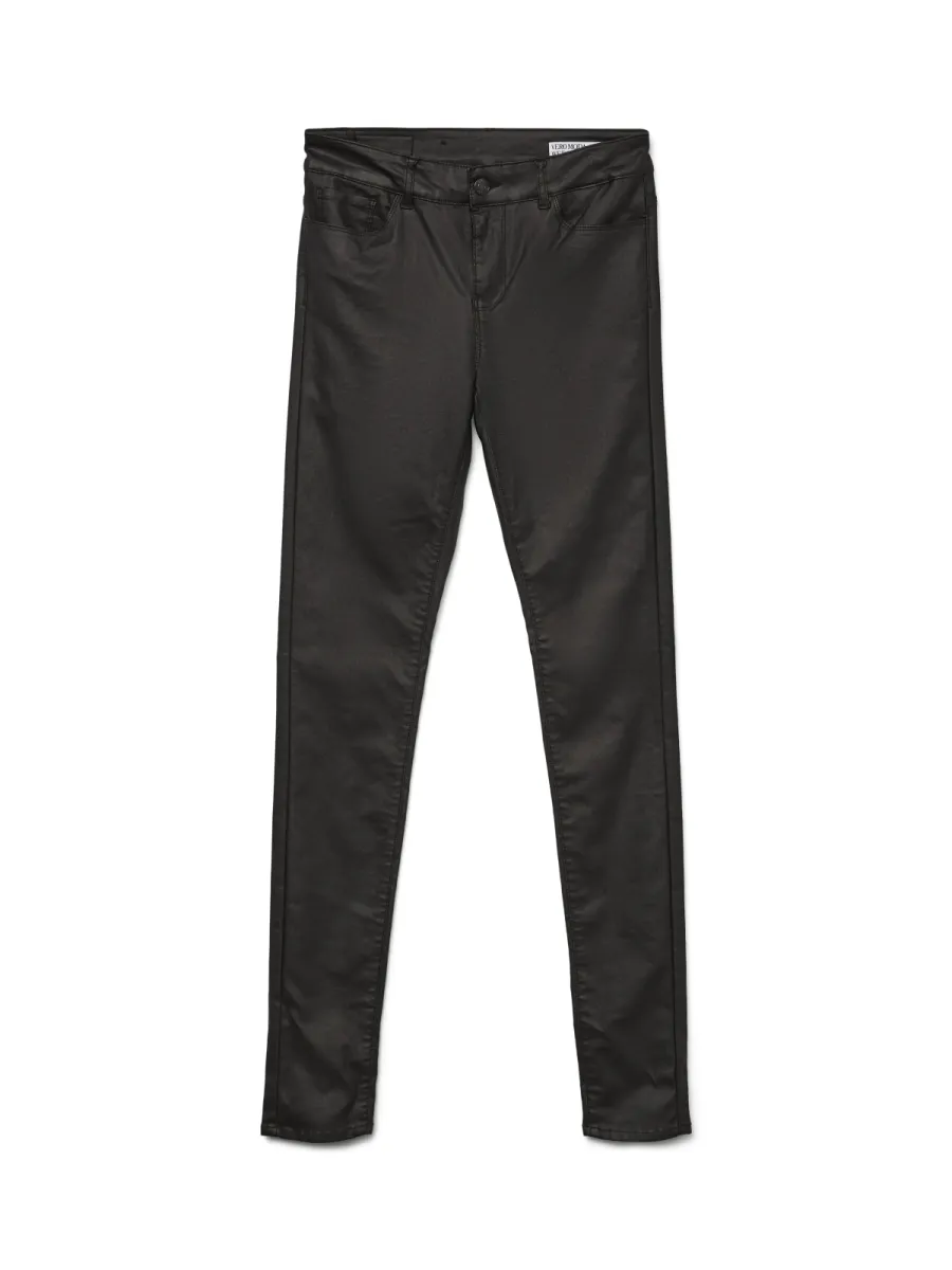 VERO MODA-VMSEVEN NW SS SMOOTH COATED PANTS N-10138972-Black-ZWART