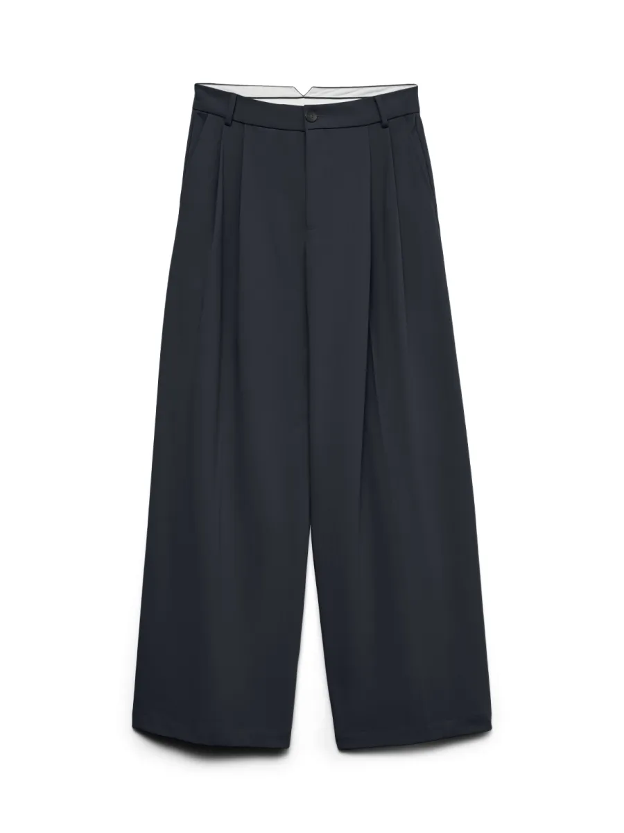 VERO MODA-VMSTELLA MW WIDE PLEAT PANT NOOS-10346523-Salute-GROEN