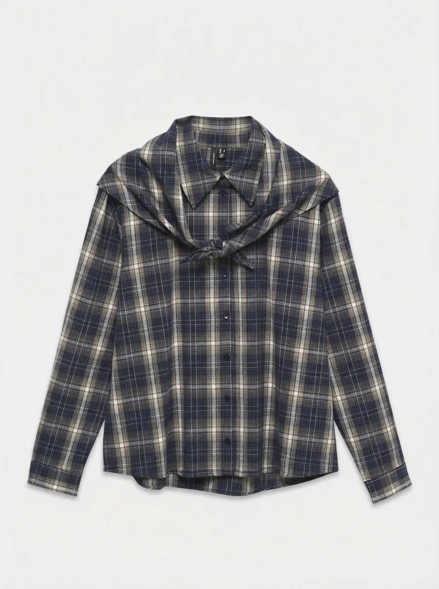 VERO MODA-VMTILDA LS SCARF SHIRT WVN-10356250-Navy Blazer-NAVY