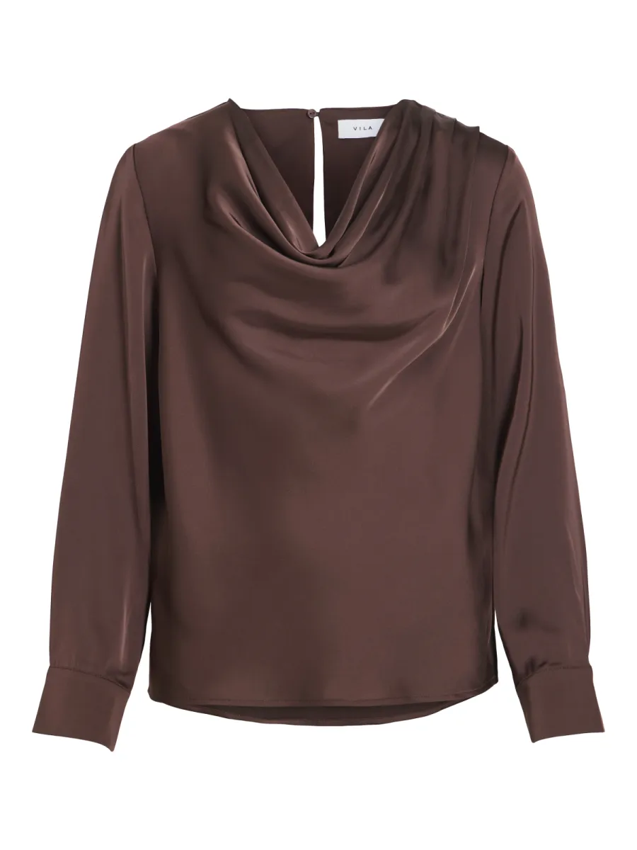 VILA-VIFREJA WATERFALL L/S TOP/DC-14118939-Coffee Bean-CAFE