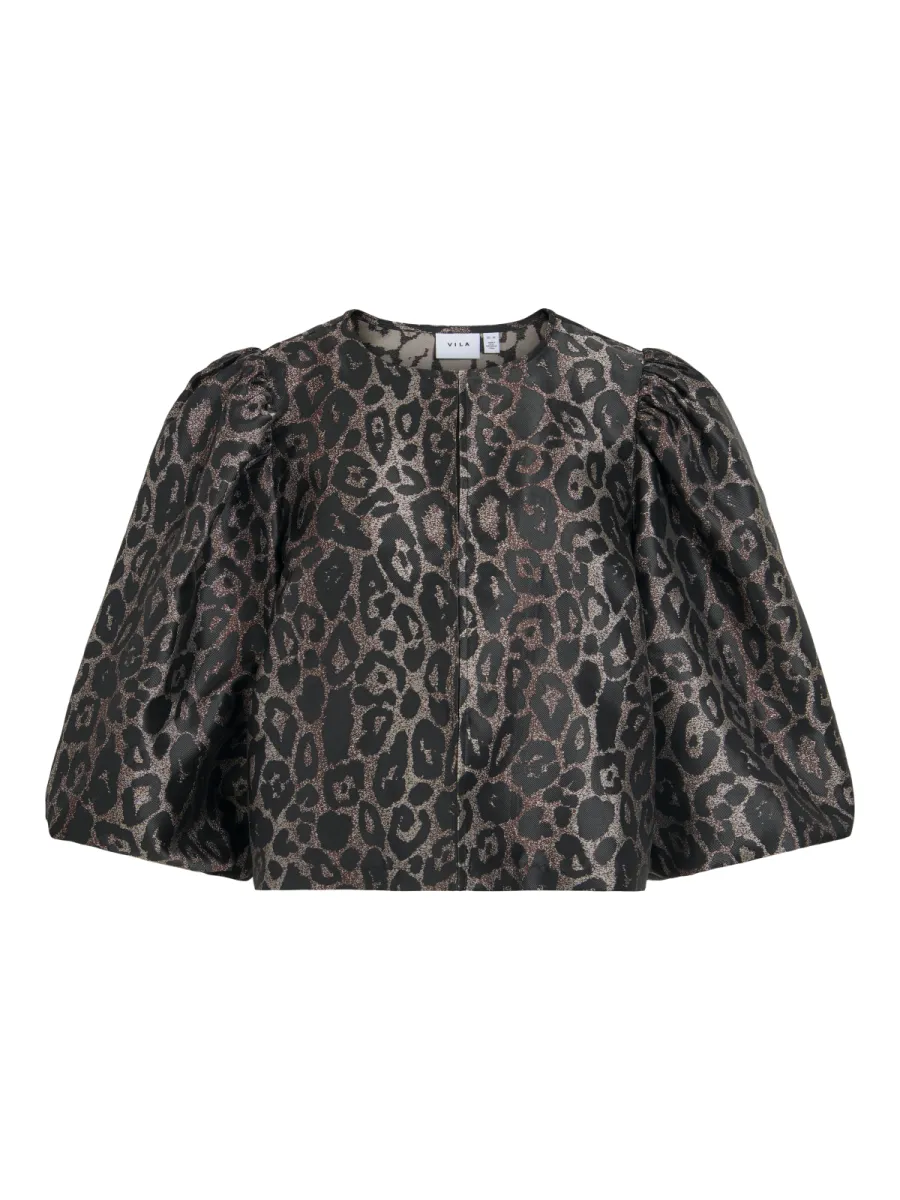 VILA-VILENUNA O-NECK 3/4 TOP/DC-14119004-Black Beauty-BRUIN COMBINATIES