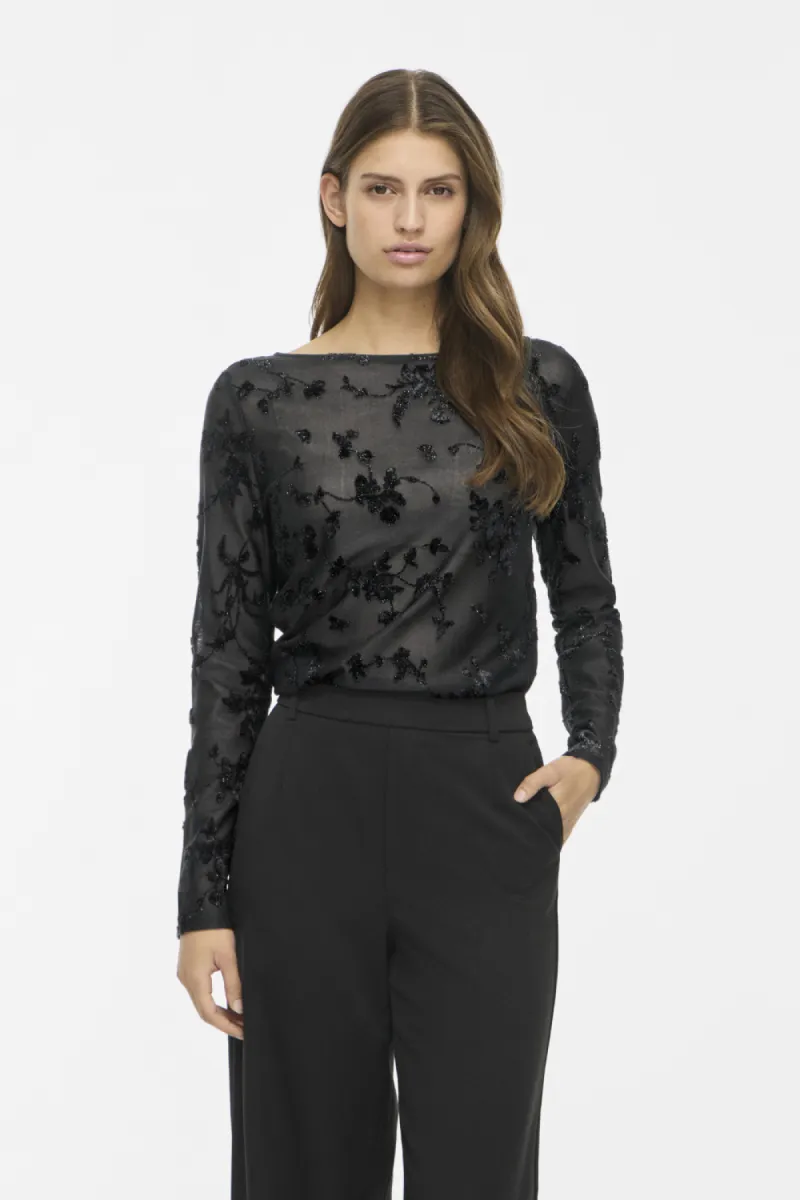 VILA-VIMIRANDA L/S TOP-14118890-Black Beauty-BLACK