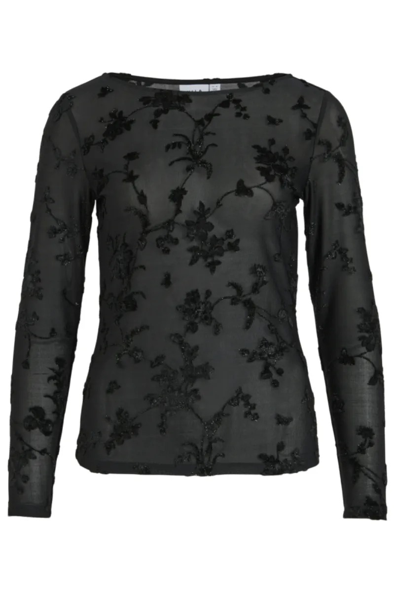 VILA-VIMIRANDA L/S TOP-14118890-Black Beauty-BLACK