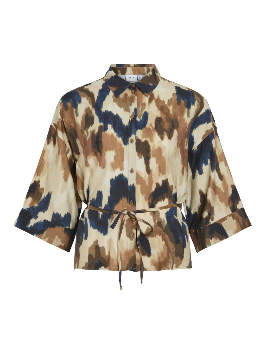 VILA-VIRANO EVA 3/4 SHIRT-14117037-Nuthatch-HASEL