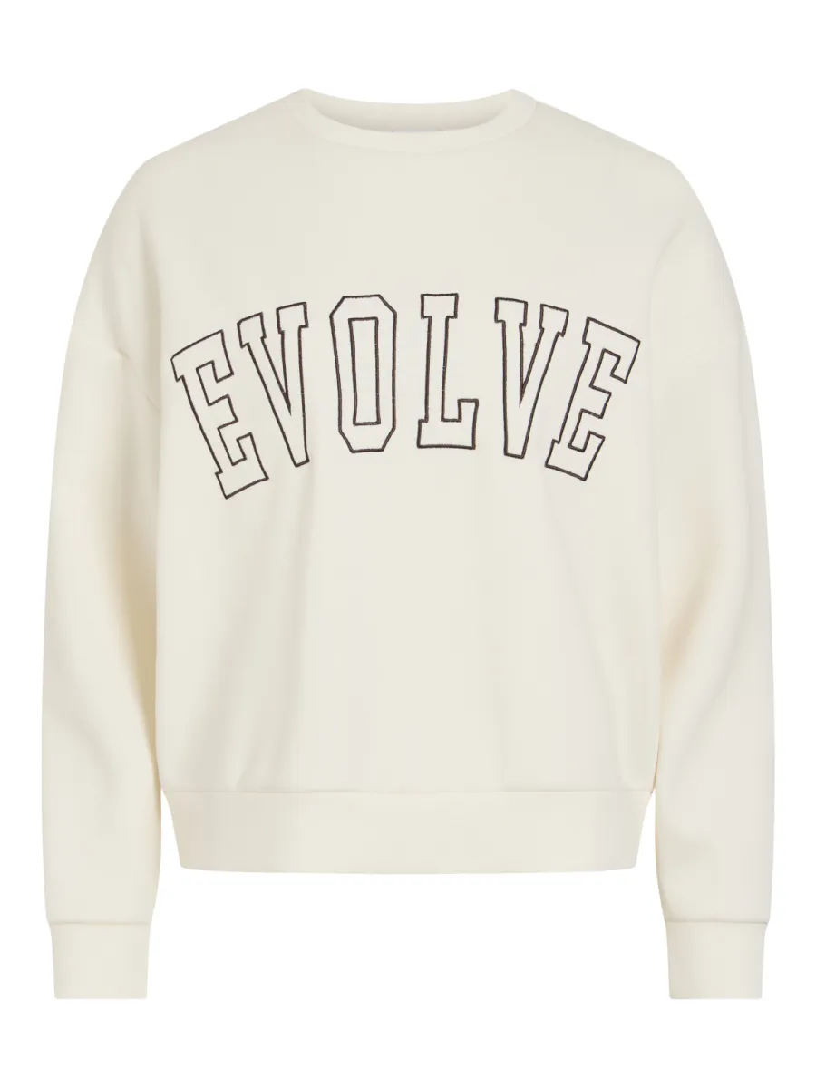 VILA-VIREFLECT CHERIE O-NECK SWEAT TOP-14119153-Birch-CREME