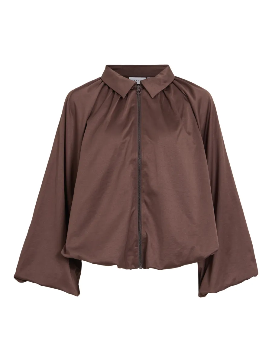 VILA-VISPORTY VOLUME L/S CARDIGAN-14119302-Raisin-BRUIN
