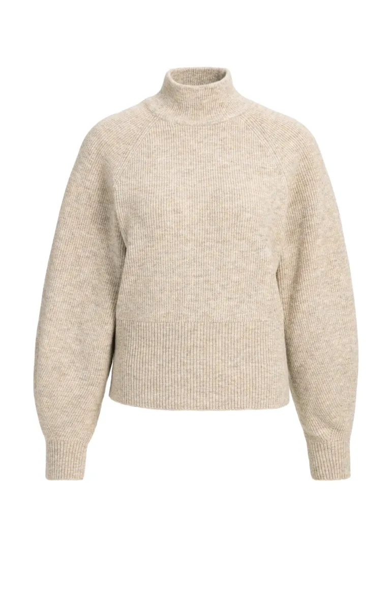 YAYA-Knitted Turtleneck Sweater with Batwing Sleeves-01-000656-610-990902-BEIGE