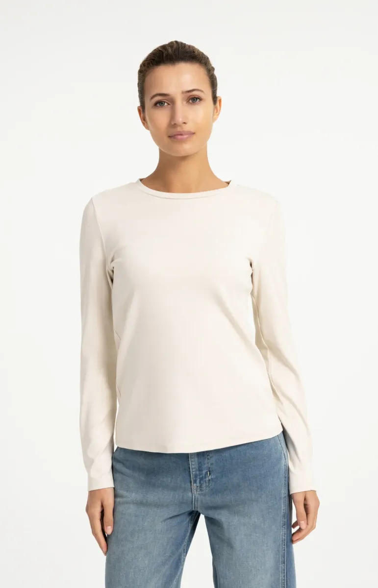 YAYA-T-shirt met lange mouwen; Cotton/Elastane-01-719040-609-30905-ZAND