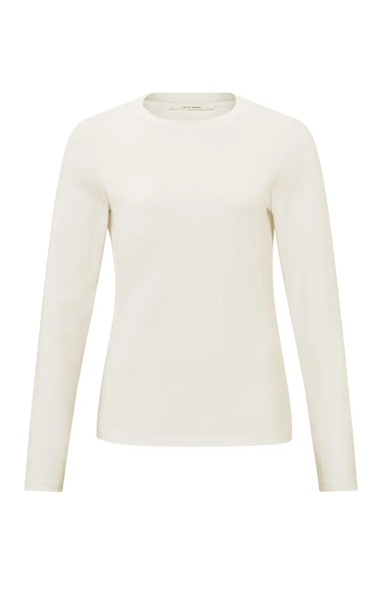 YAYA-T-shirt met lange mouwen; Cotton/Elastane-01-719040-609-30905-ZAND