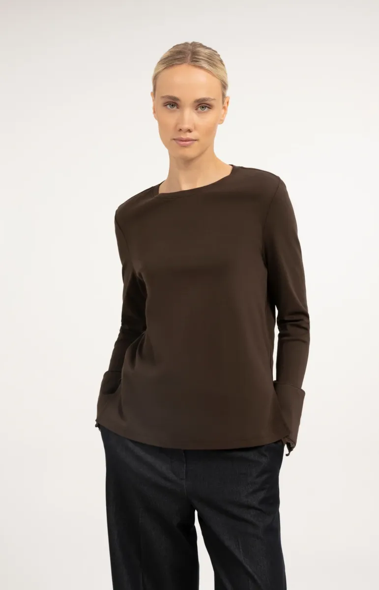 YAYA-Top met lange mouwen en; Cotton; 90840-01-709438-610-90840-BRUIN