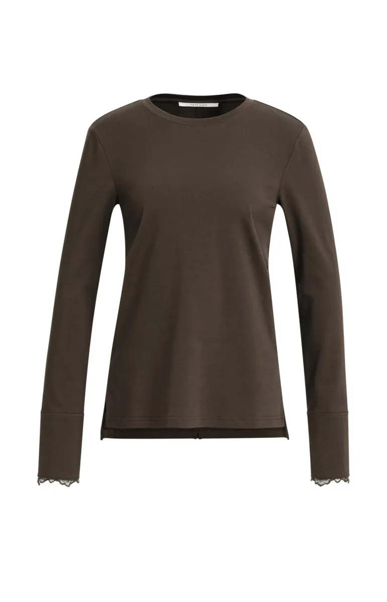 YAYA-Top met lange mouwen en; Cotton; 90840-01-709438-610-90840-BRUIN