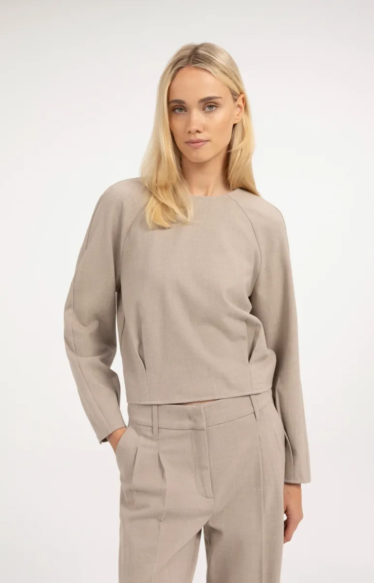 YAYA-Top met lange mouwen en; Polyester/Viscose/Elastane; 990972-01-701426-610-990972-BEIGE